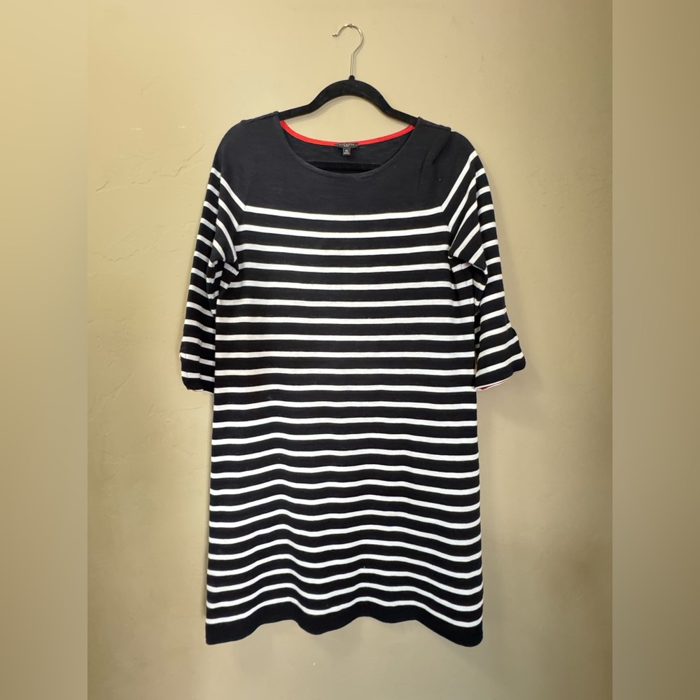 Talbots Black and White Striped Top